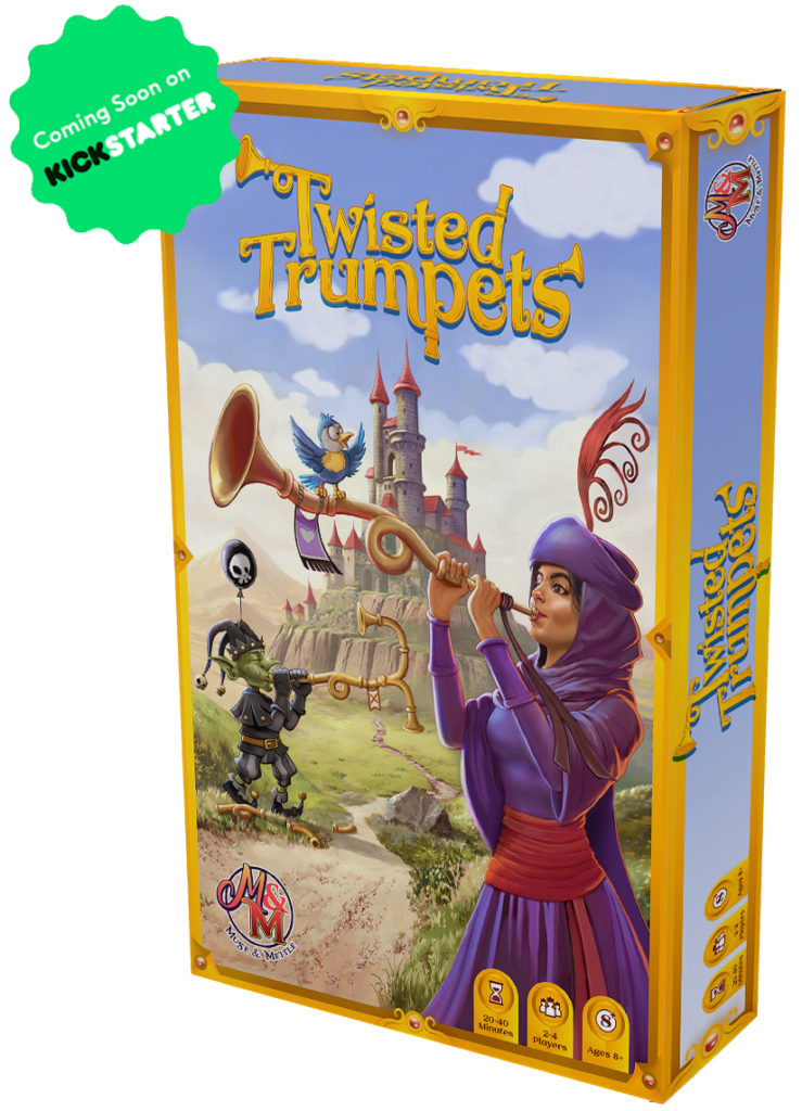 Twisted Trumpets box with Kickstarter coming soon badge